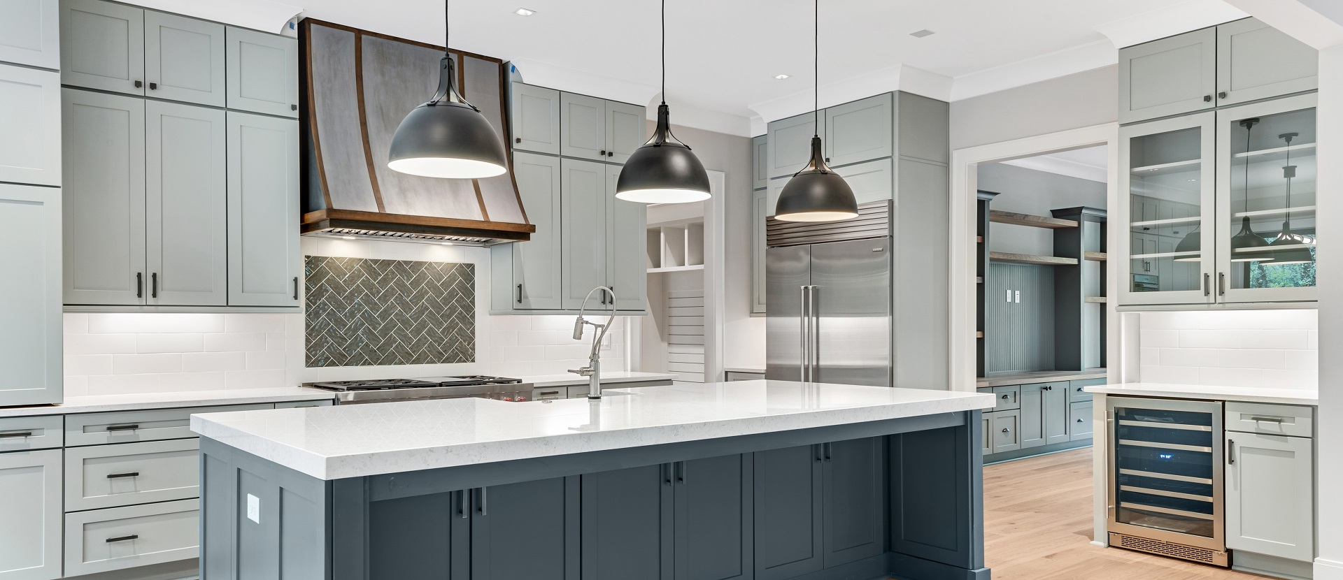 Custom Kitchen with Steel Hood